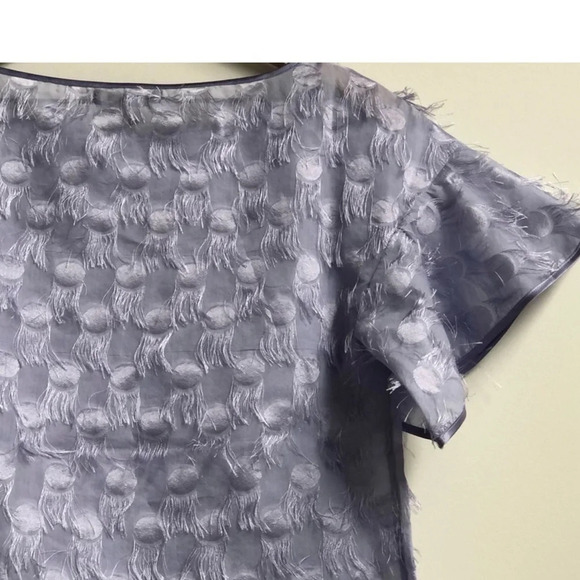 New Banana Republic Lilac lavender Polka-Dot Fringe Flutter short sleeve top - Picture 7 of 14